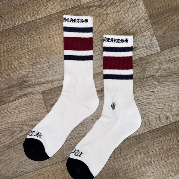 Chrome Hearts Other - Chrome Hearts White Socks with Red and Black Stripes